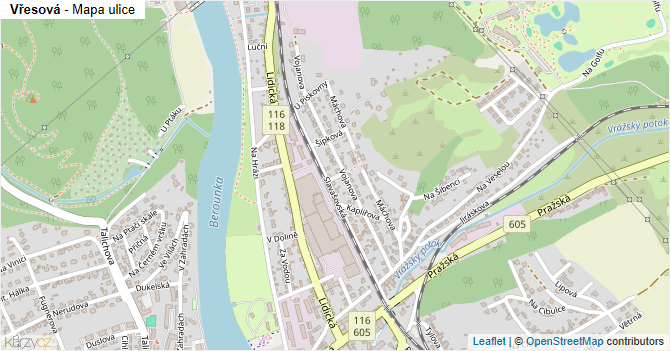 Vřesová - mapa ulice