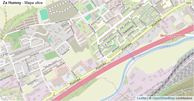 Za Humny - mapa ulice