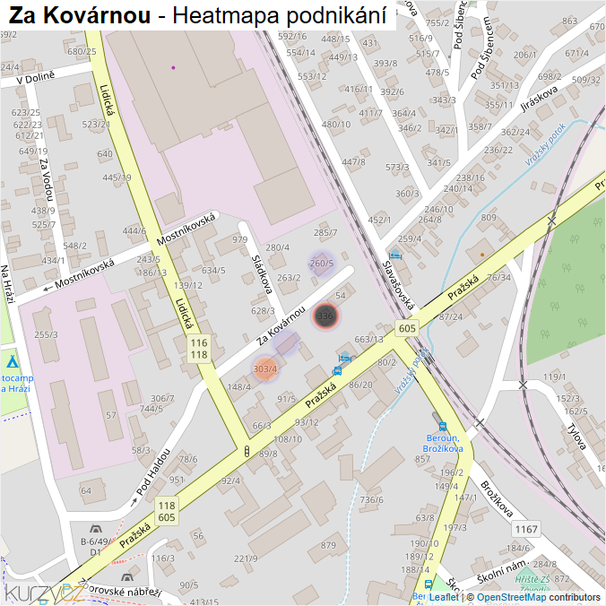Mapa Za Kovárnou - Firmy v ulici.