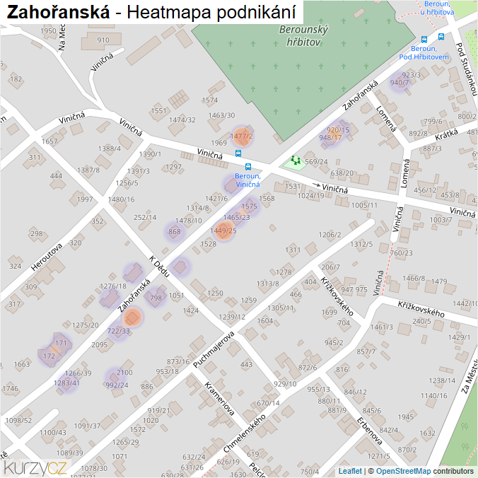 Mapa Zahořanská - Firmy v ulici.