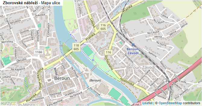 Zborovské nábřeží - mapa ulice
