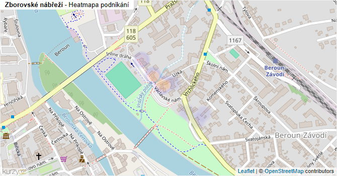 Zborovské nábřeží - mapa podnikání