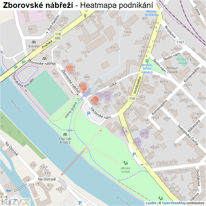 Mapa Zborovské nábřeží - Firmy v ulici.