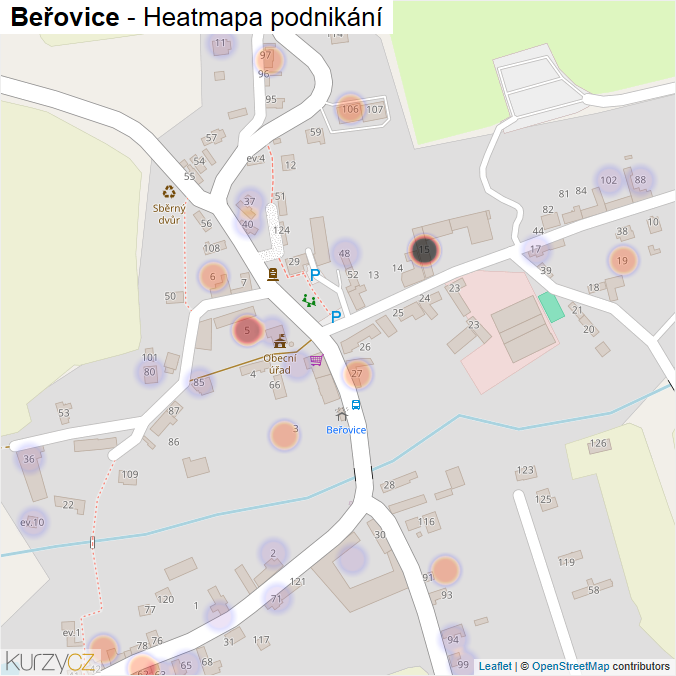 Mapa Beřovice - Firmy v části obce.