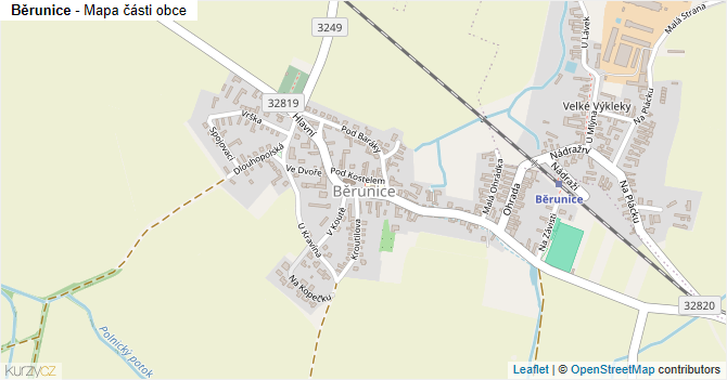 Běrunice - mapa části obce