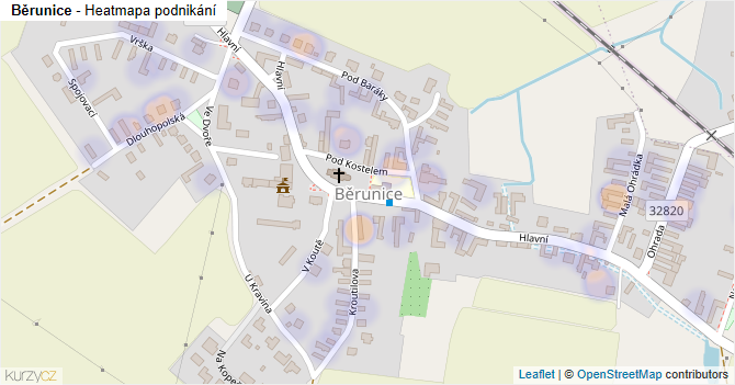 Běrunice - mapa podnikání