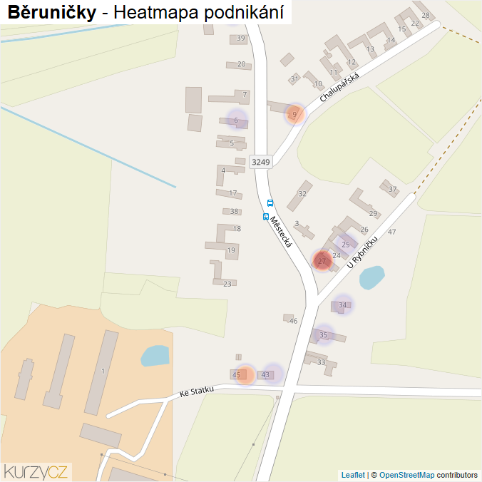 Mapa Běruničky - Firmy v části obce.