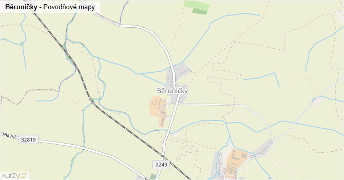 Běruničky - záplavové mapy stoleté vody