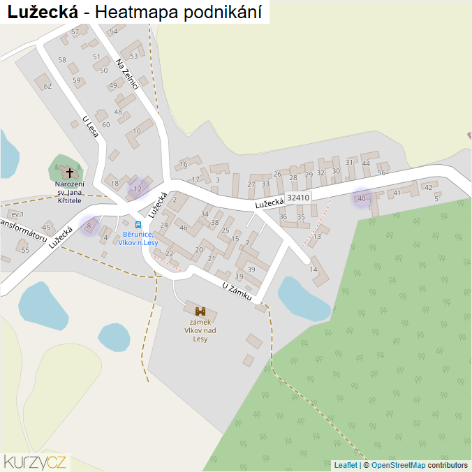 Mapa Lužecká - Firmy v ulici.