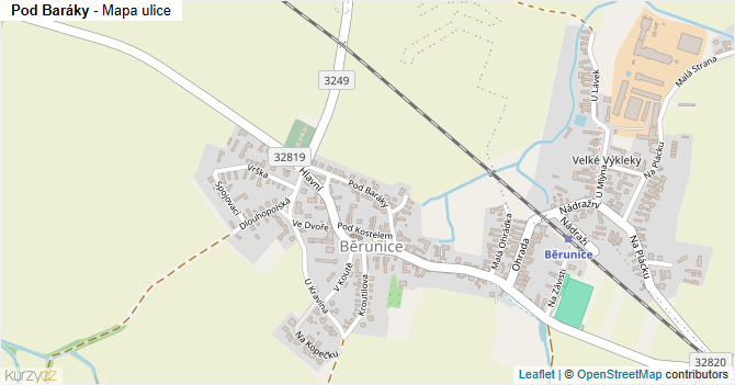 Pod Baráky - mapa ulice