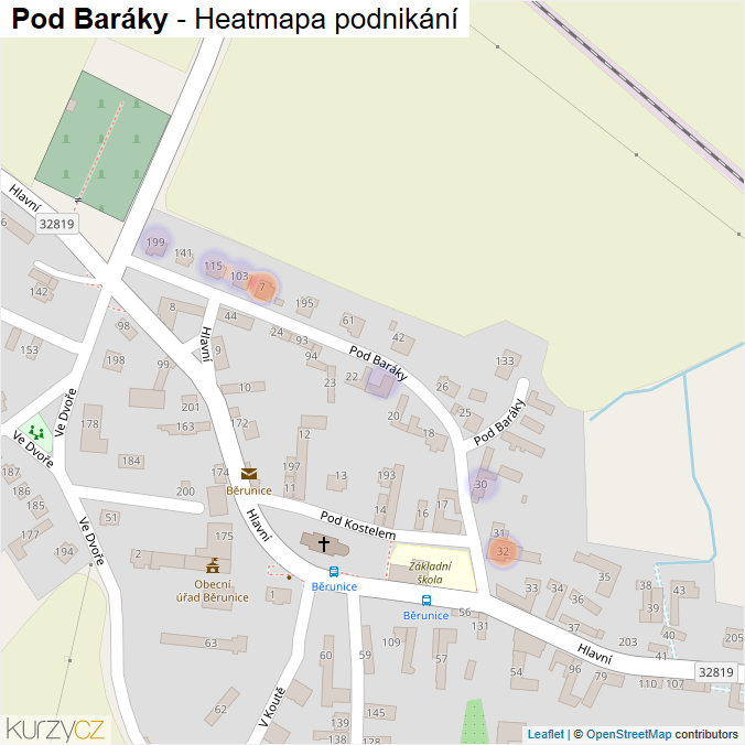 Mapa Pod Baráky - Firmy v ulici.