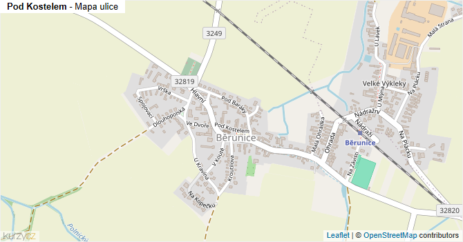 Pod Kostelem - mapa ulice