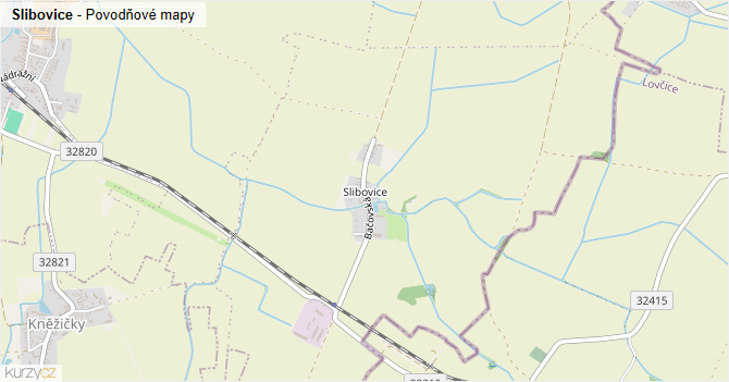 Slibovice - záplavové mapy stoleté vody