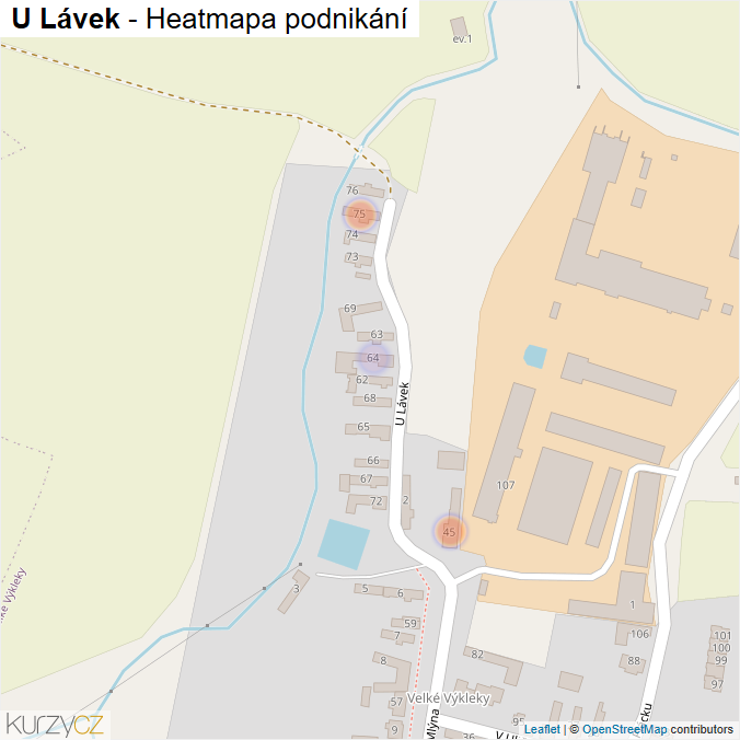 Mapa U Lávek - Firmy v ulici.
