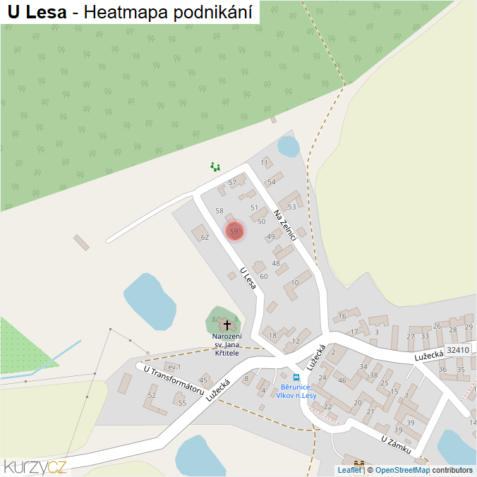 Mapa U Lesa - Firmy v ulici.