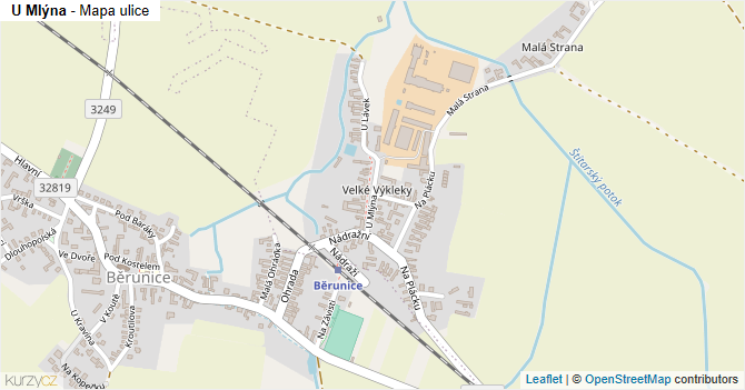 U Mlýna - mapa ulice