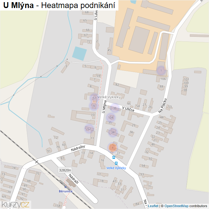 Mapa U Mlýna - Firmy v ulici.