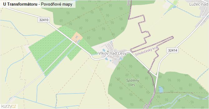 U Transformátoru - záplavové mapy stoleté vody