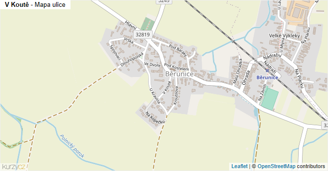 V Koutě - mapa ulice
