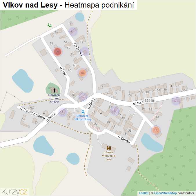 Mapa Vlkov nad Lesy - Firmy v části obce.