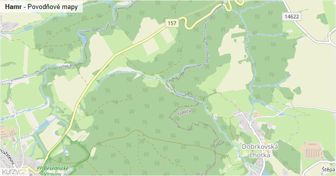 Hamr - záplavové mapy stoleté vody