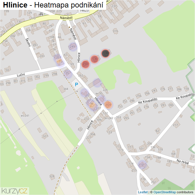 Mapa Hlinice - Firmy v ulici.