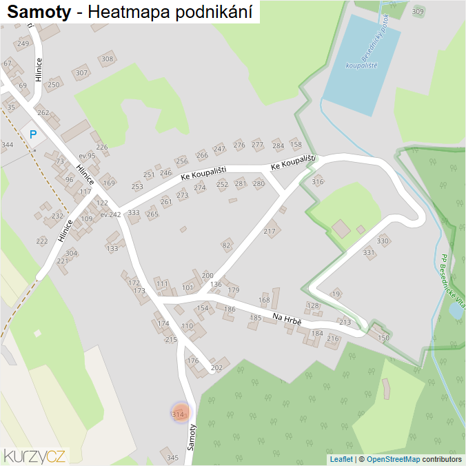 Mapa Samoty - Firmy v ulici.