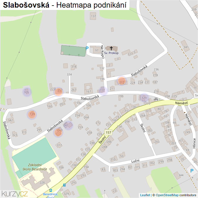 Mapa Slabošovská - Firmy v ulici.