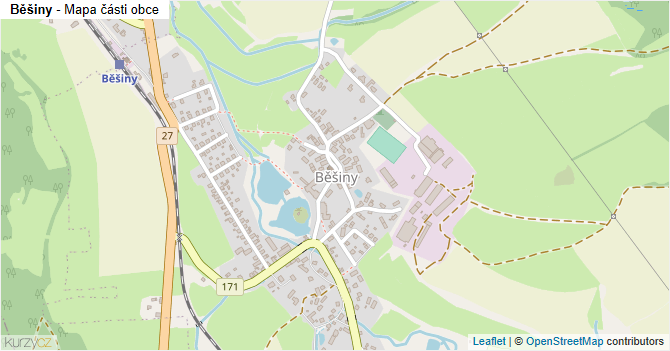 Běšiny - mapa části obce