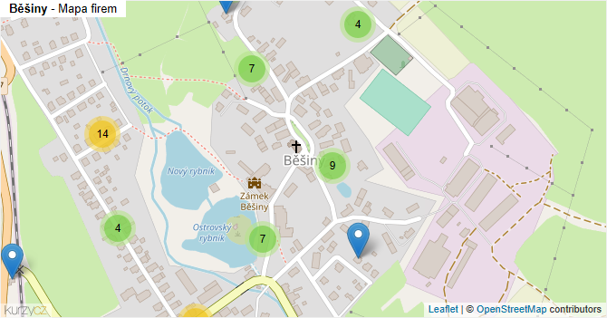 Běšiny - mapa firem