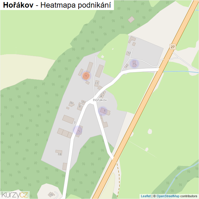 Mapa Hořákov - Firmy v části obce.