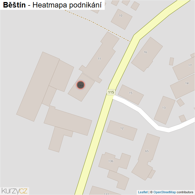 Mapa Běštín - Firmy v obci.