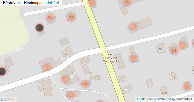 Běstovice - mapa podnikání