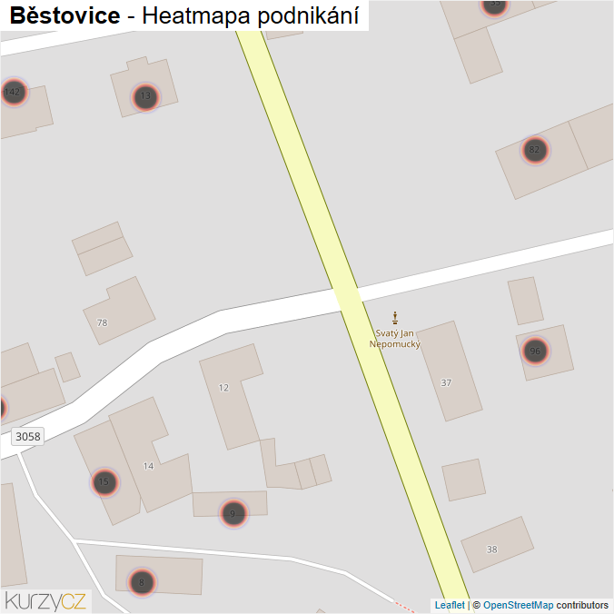 Mapa Běstovice - Firmy v obci.