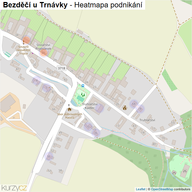 Mapa Bezděčí u Trnávky - Firmy v části obce.