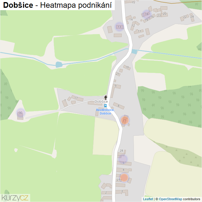 Mapa Dobšice - Firmy v části obce.