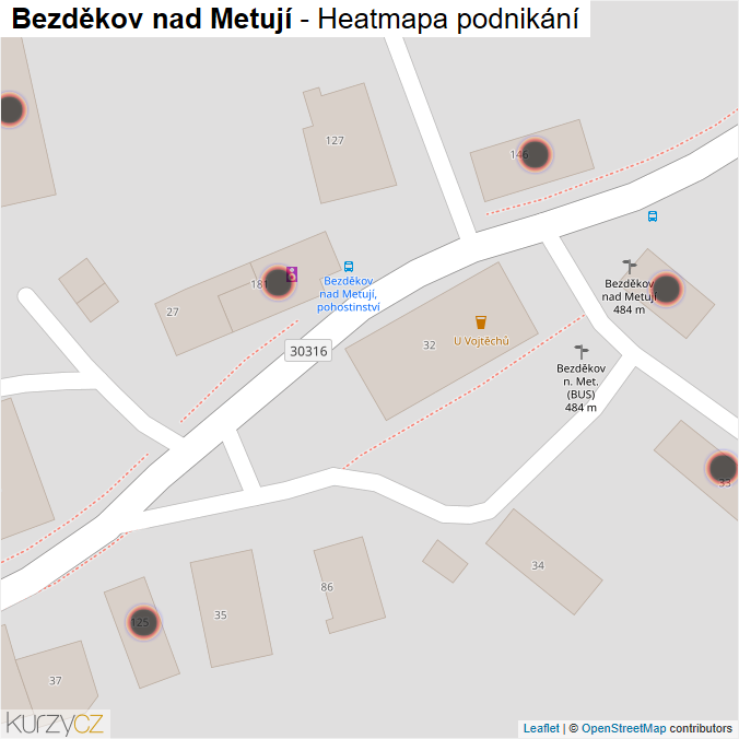 Mapa Bezděkov nad Metují - Firmy v obci.