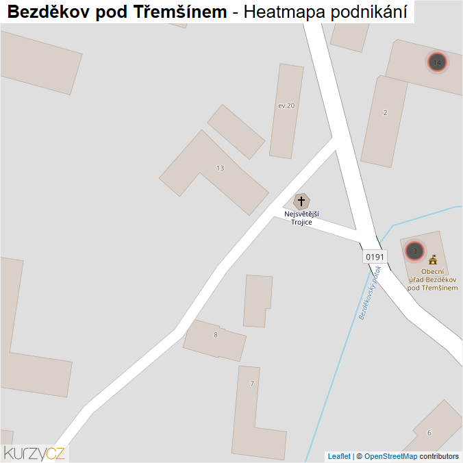 Mapa Bezděkov pod Třemšínem - Firmy v obci.