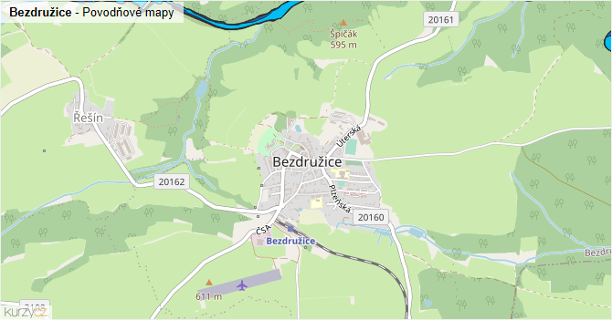 Bezdružice - záplavové mapy stoleté vody