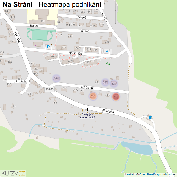 Mapa Na Stráni - Firmy v ulici.