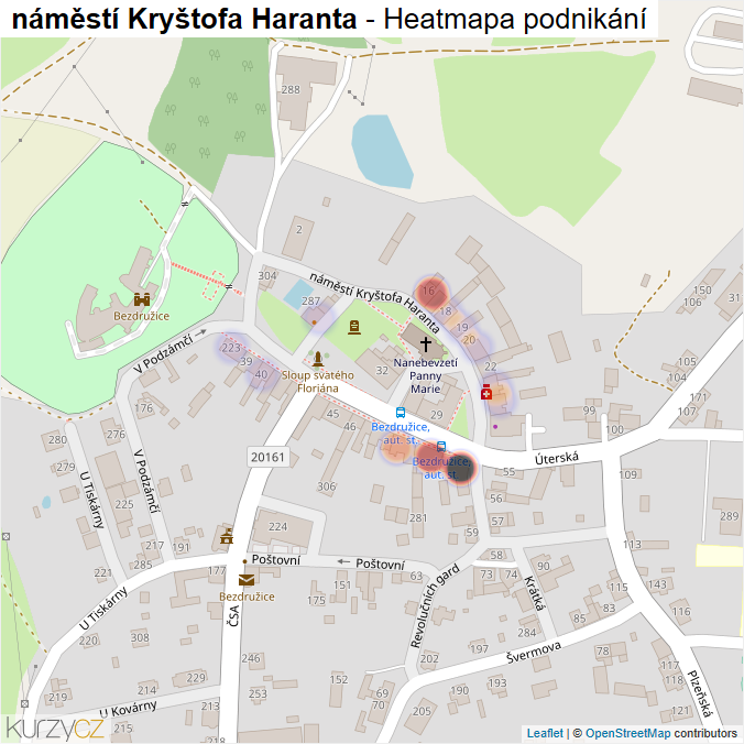 Mapa náměstí Kryštofa Haranta - Firmy v ulici.