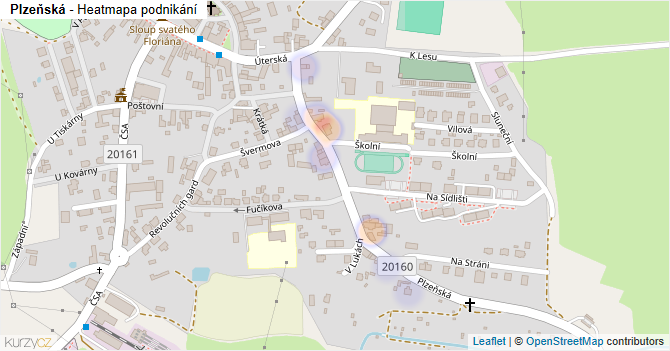 Plzeňská - mapa podnikání
