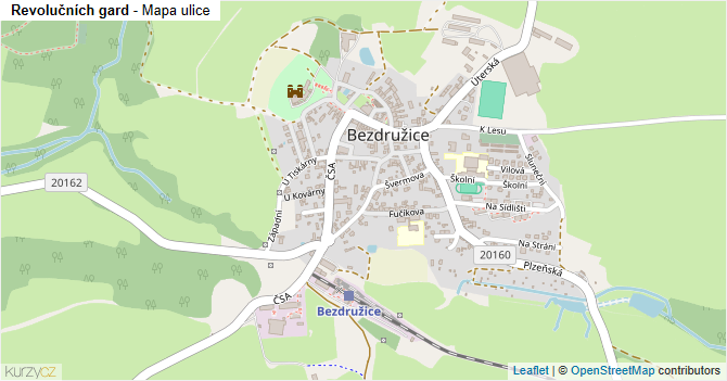 Revolučních gard - mapa ulice