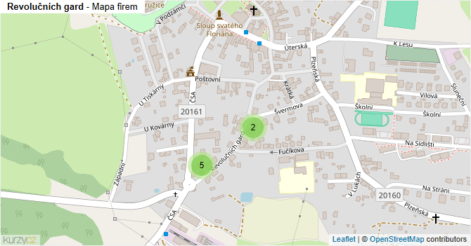 Revolučních gard - mapa firem