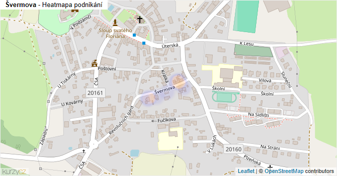 Švermova - mapa podnikání
