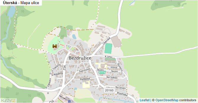 Úterská - mapa ulice