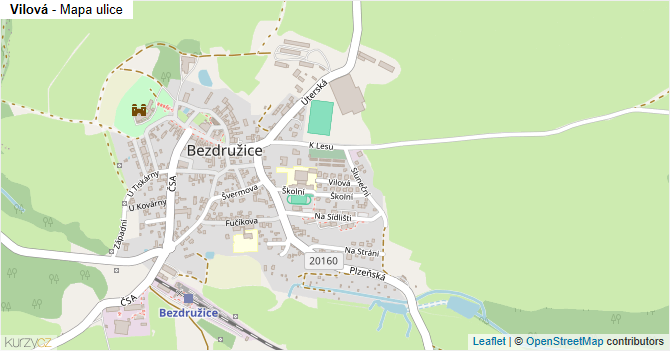 Vilová - mapa ulice