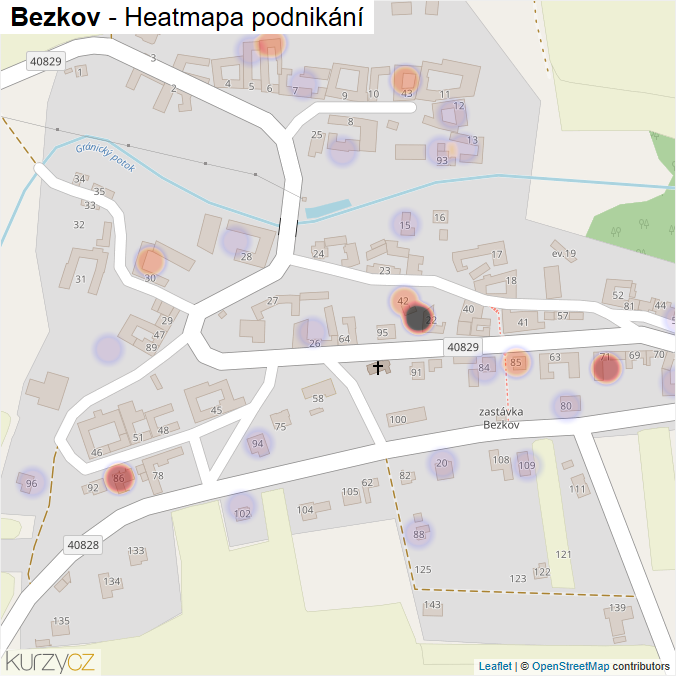 Mapa Bezkov - Firmy v části obce.