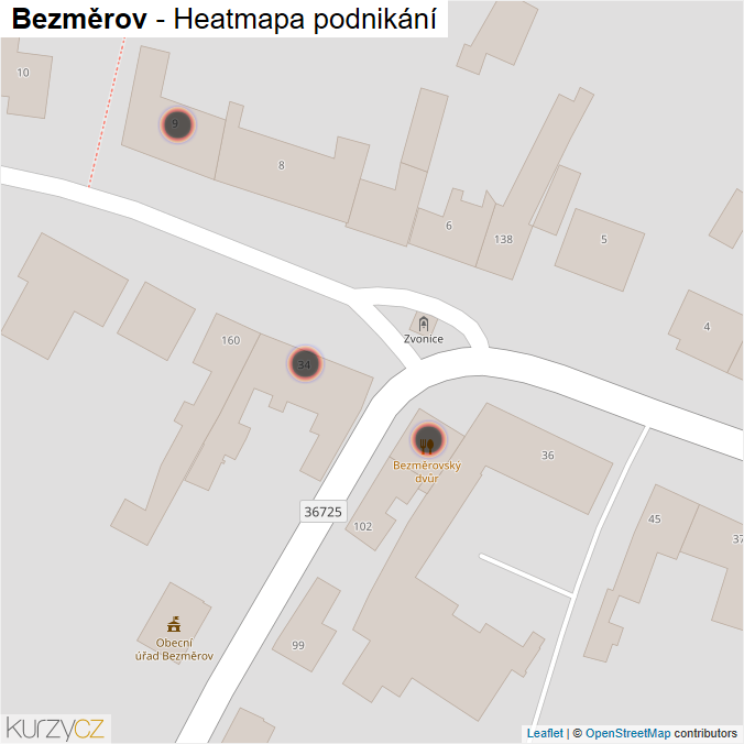 Mapa Bezměrov - Firmy v obci.