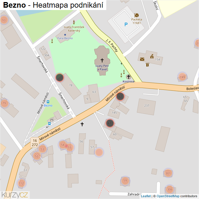 Mapa Bezno - Firmy v obci.